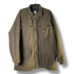 Carhartt Jacket Sz Large? C41 Canvas Quilted Lined Jacket Field Coat Ranch Chore